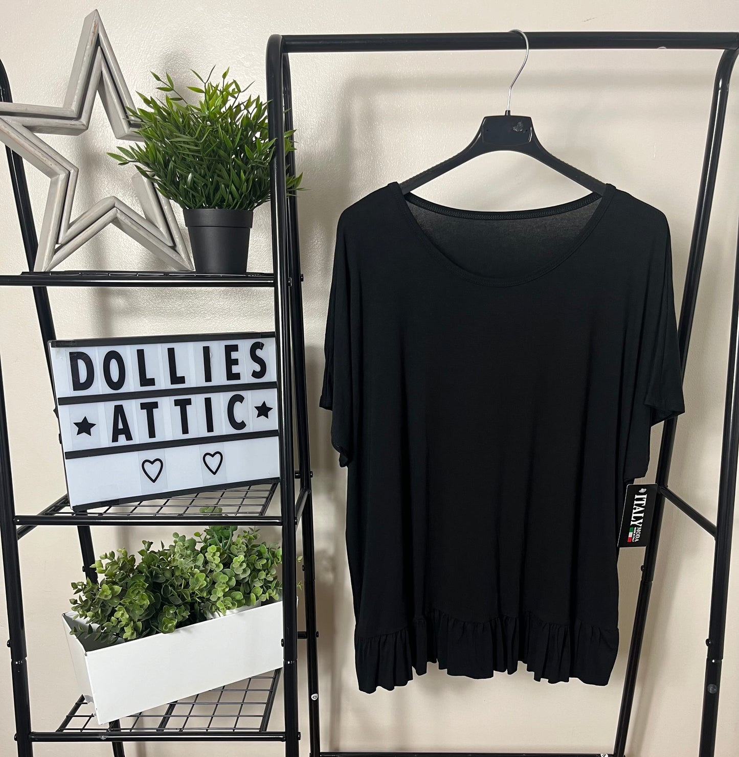 Black frill t-shirt top