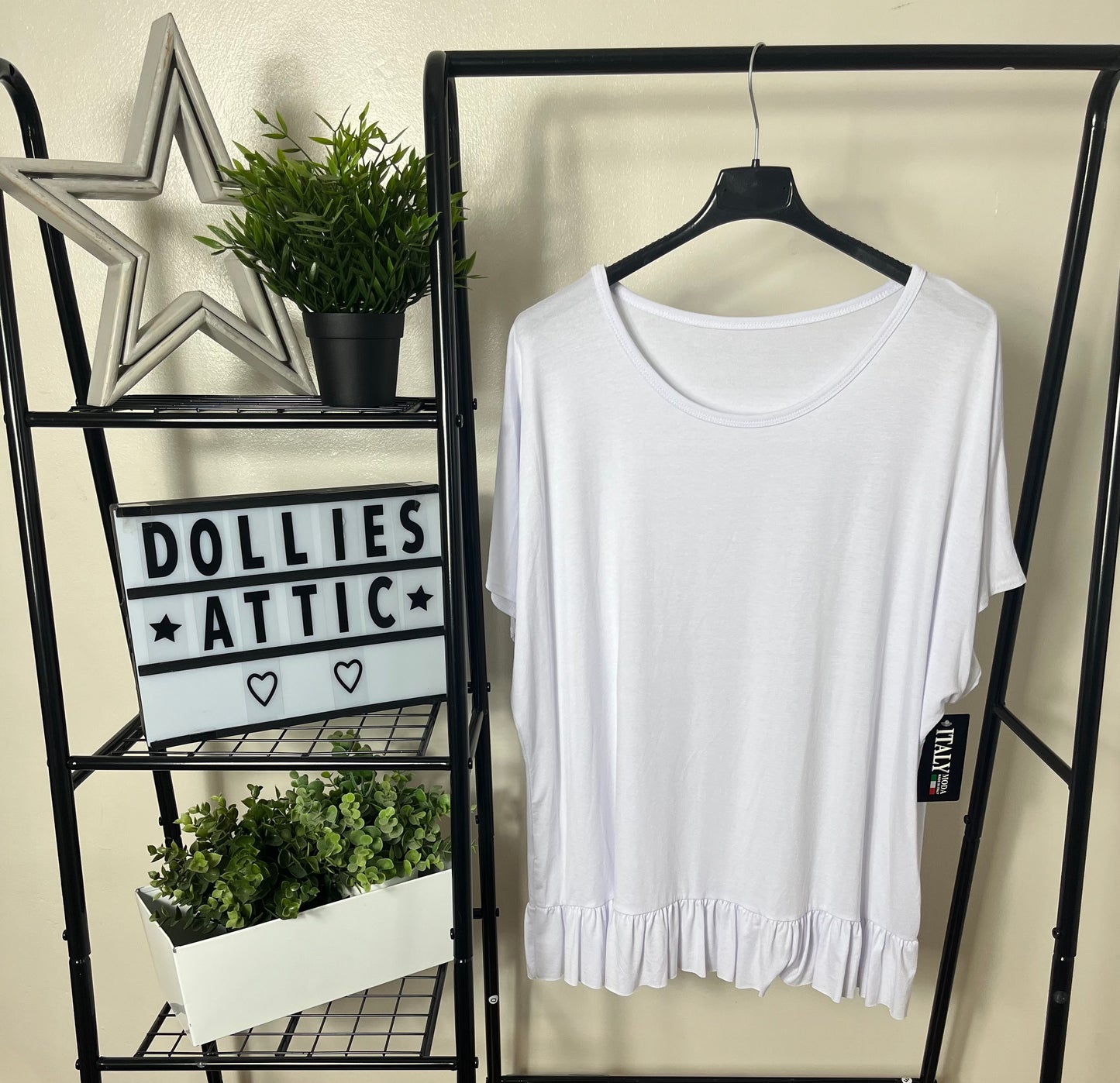 White frill t-shirt top