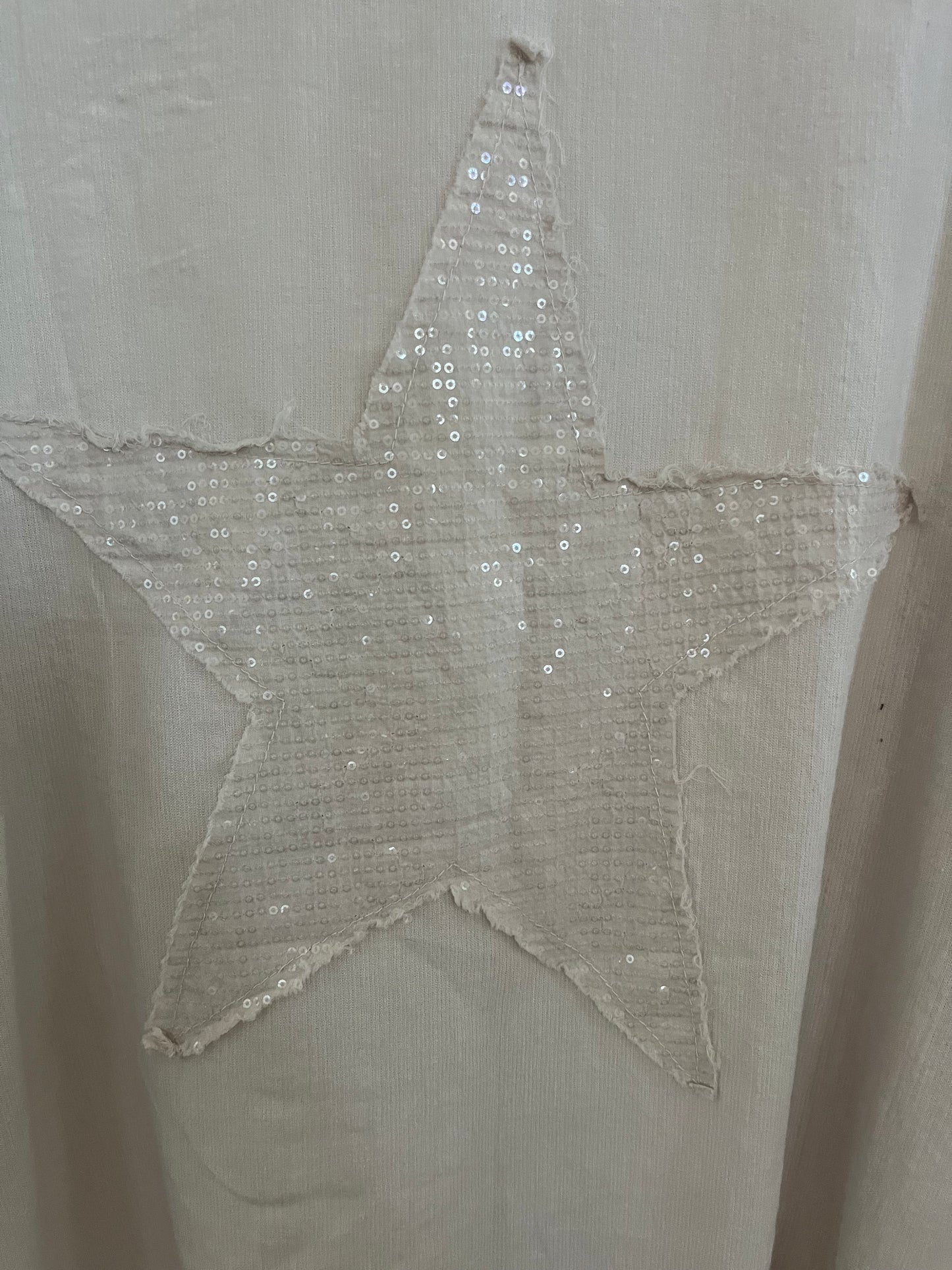 Beige sequin star oversized top