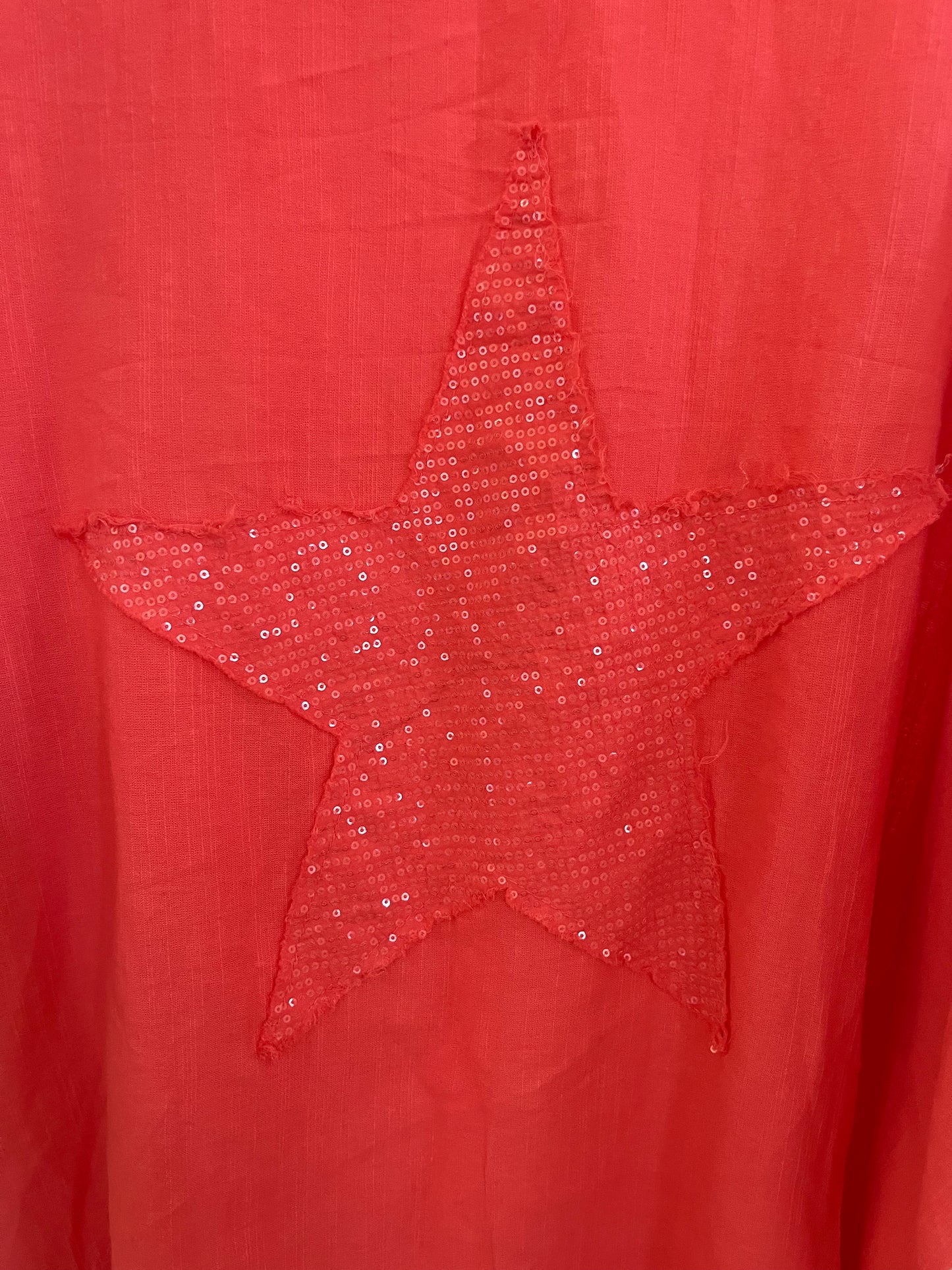 Coral sequin star oversized top