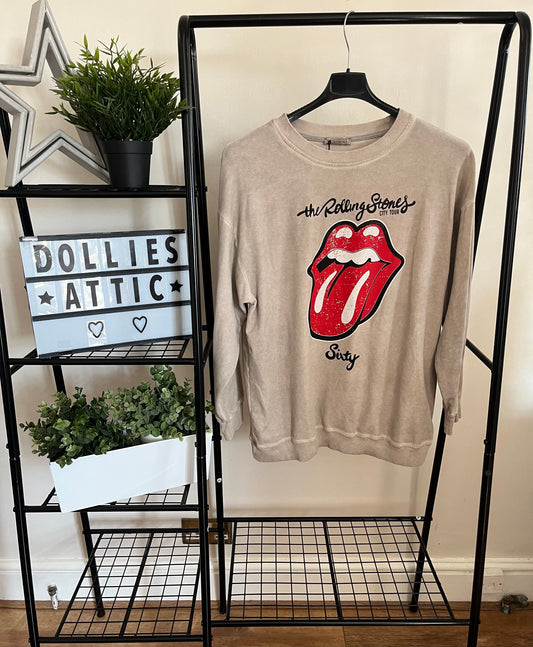 Beige rolling stones sweatshirt