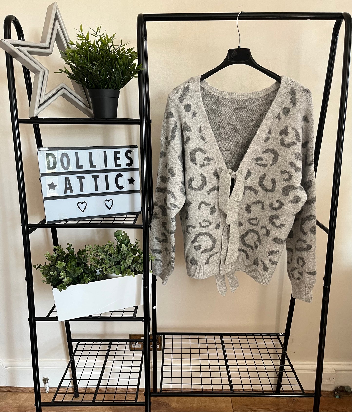 Grey leopard print cardi