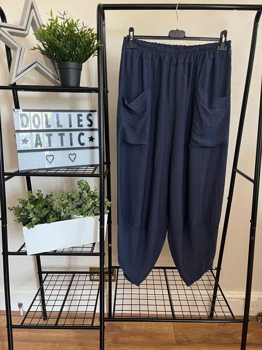 Navy balloon trousers