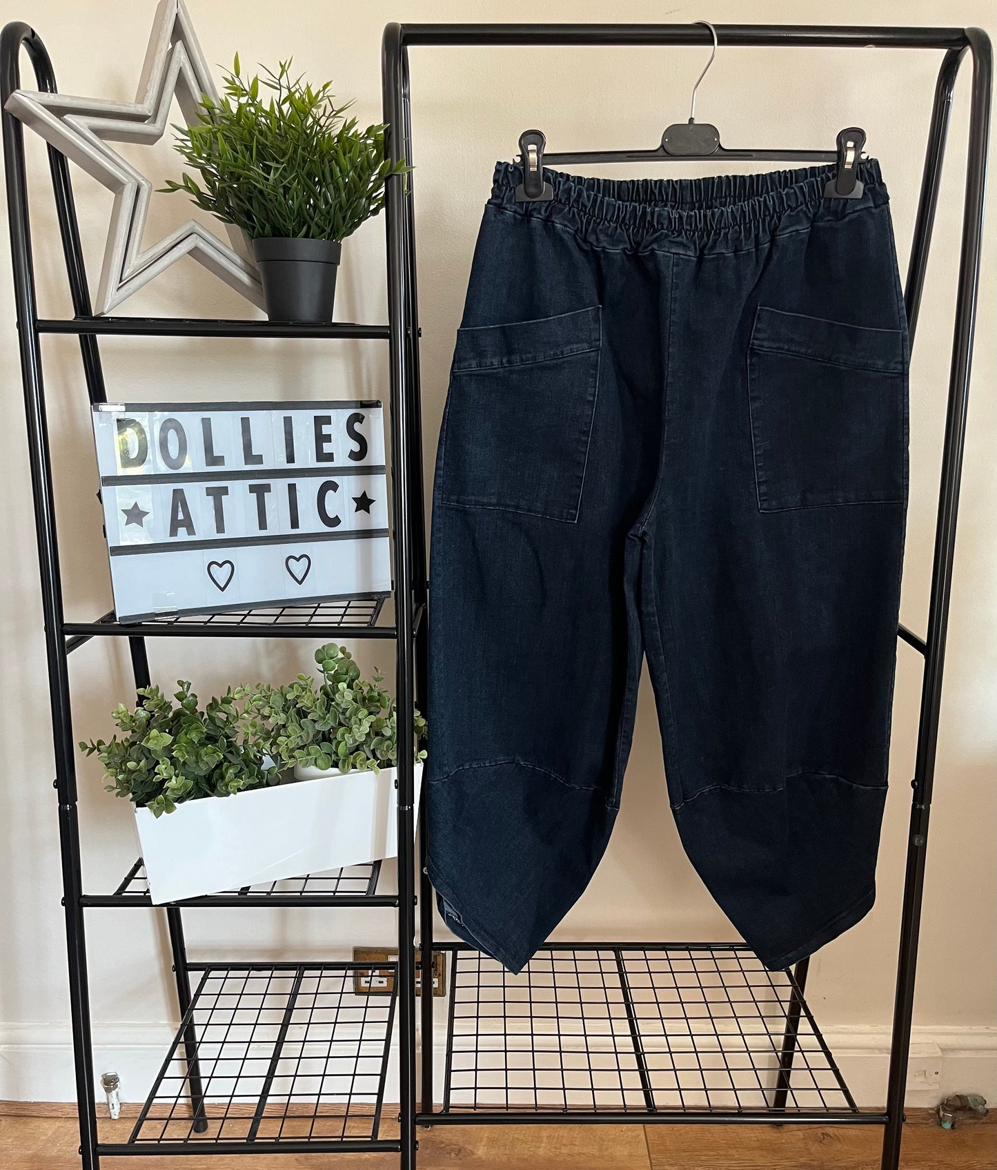 Dark jean balloon trousers