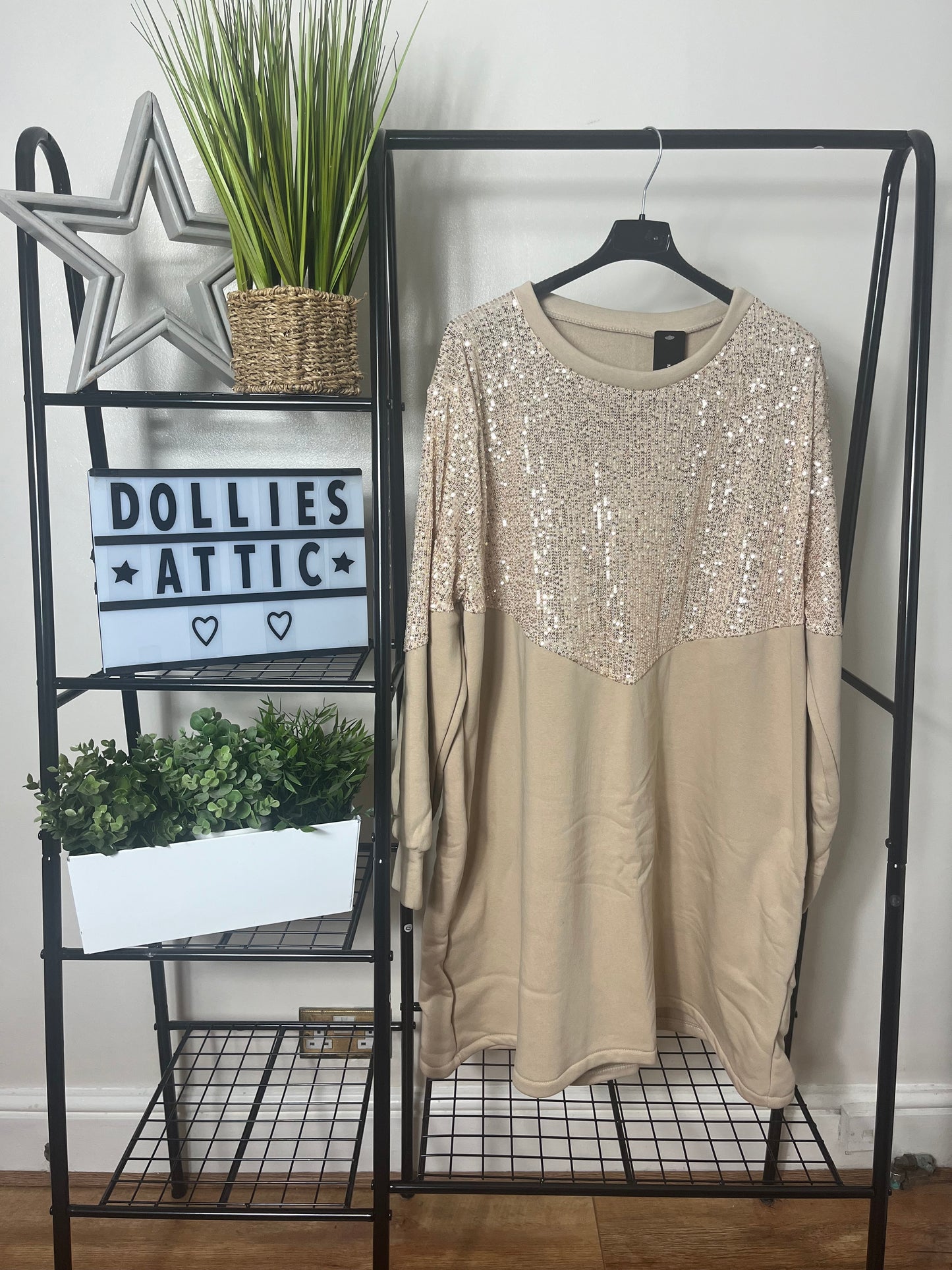 Beige sequin sweatshirt