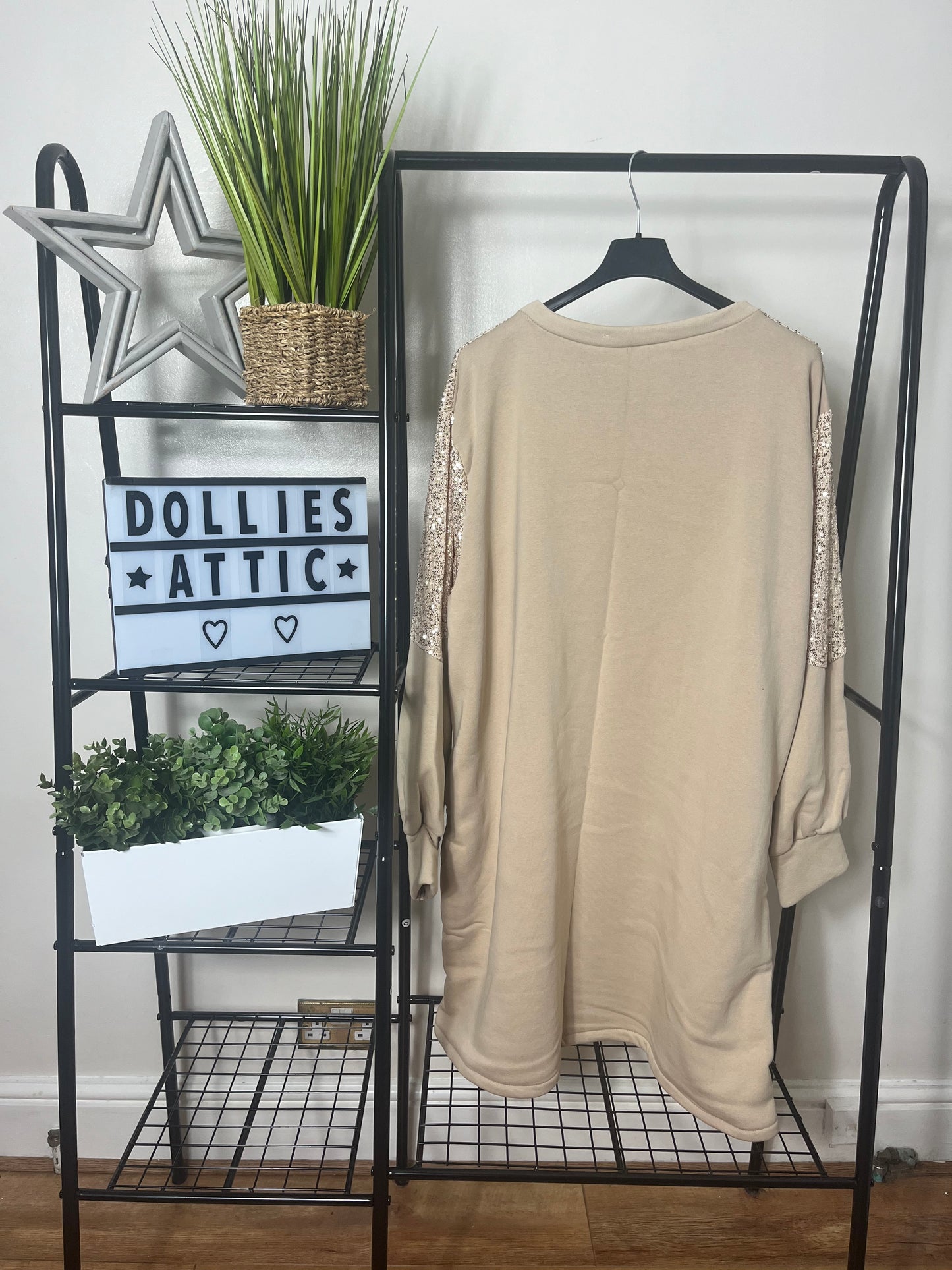 Beige sequin sweatshirt