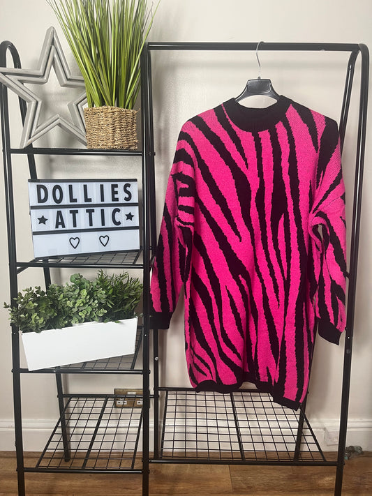 Fuchsia zebra print jumper